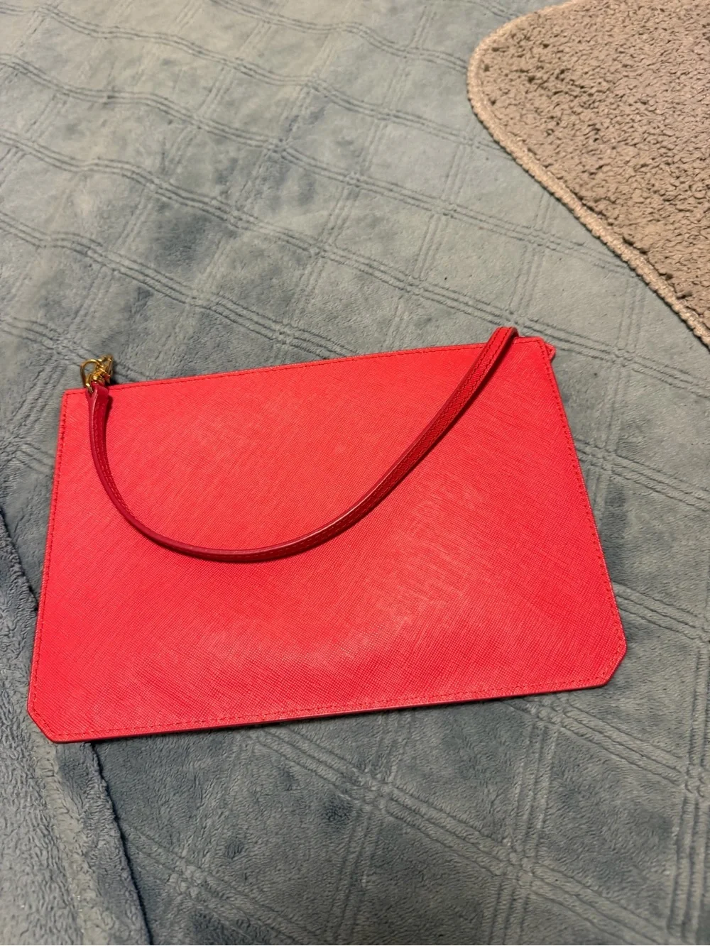 MCM Pink Saffiano Leather Shoulder Bag/Clutch with Gold-Tone Zip